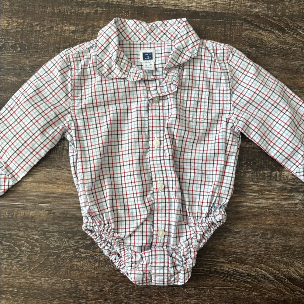 Janie & Jack Checkered Long Sleeve Baby Bodysuit